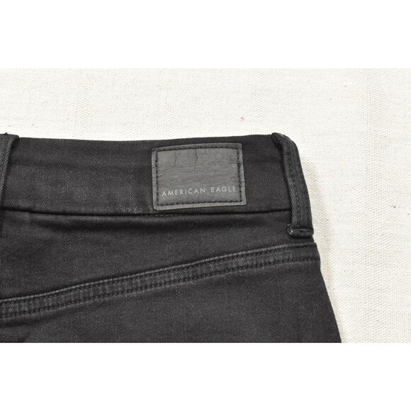 American Eagle Curvy Hi-Rise Mini Denim Skirt Black Size 2 Distressed NEW - Picture 7 of 8